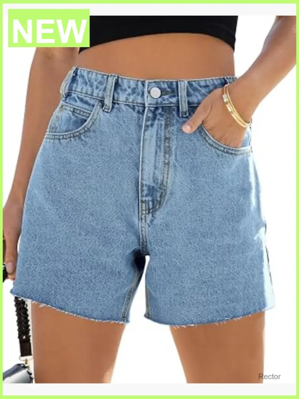 High Waisted Denim Shorts Raw Hem Stretchy Straight Leg Mom Jean Shorts Women